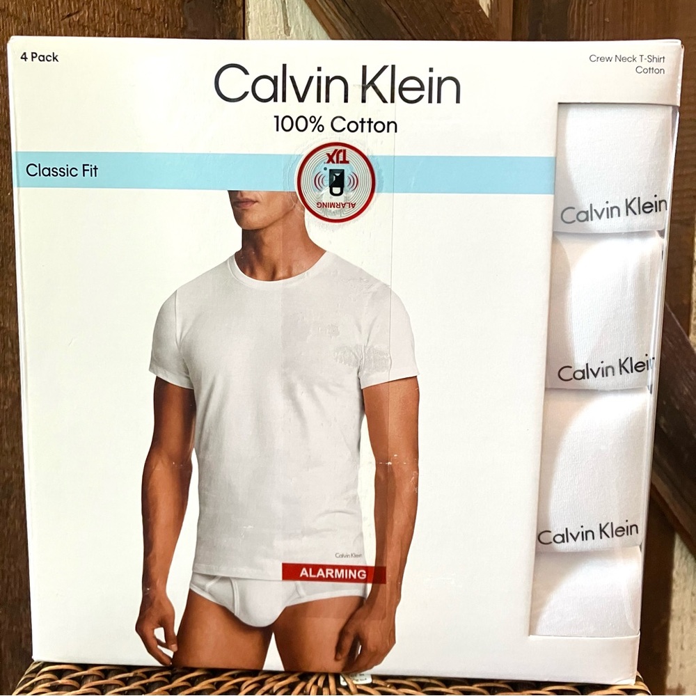 NWT Calvin Klein White Cotton Undershirts T-shirt Crew Neck Short Sleeve XL